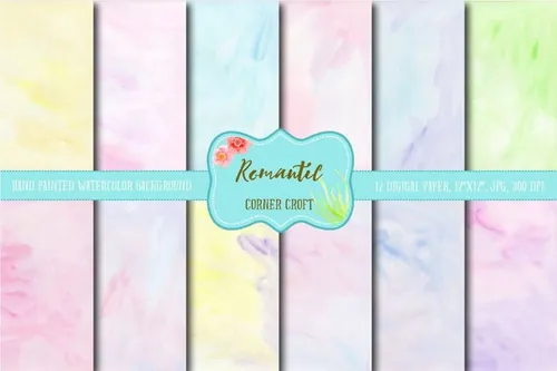 水彩浪漫数码背景 Watercolor Digital Paper