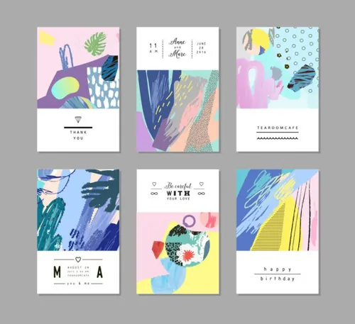 时尚创意手绘纹理海报卡片画册宣传册封面邀请函传单矢量平面设计素材