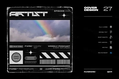 潮流主播音乐人唱片光盘封面宣传海报PSD模板 COVER D