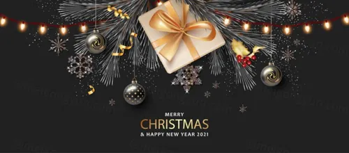 2021年黑金圣诞节新年装饰贺卡EPS矢量海报素材 Merry christmas greeting card