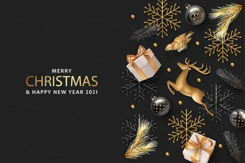 2021年黑金圣诞节新年装饰贺卡EPS矢量海报素材 Merry christmas greeting card