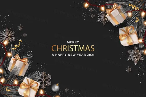 2021年黑金圣诞节新年装饰贺卡EPS矢量海报素材 Merry christmas greeting card