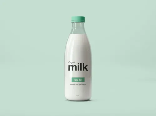 牛奶玻璃瓶外观设计图样机模板 Milk Glass Bottle Mockup