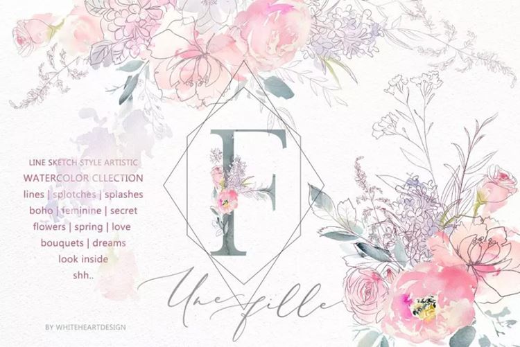 26个水彩英文字母插画素材