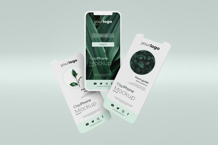 高质量概念手机白模UI界面APP设计贴图展示样机PSD模板