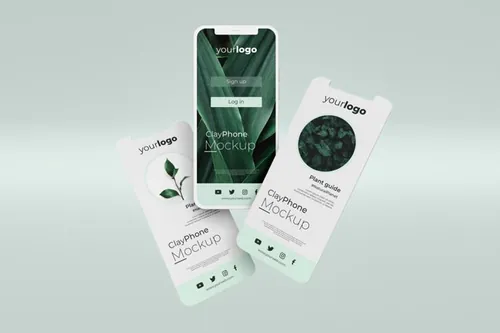 高质量概念手机白模UI界面APP设计贴图展示样机PSD模板