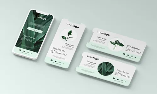 高质量概念手机白模UI界面APP设计贴图展示样机PSD模板