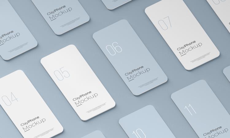 高质量概念手机白模UI界面APP设计贴图展示样机PSD模板