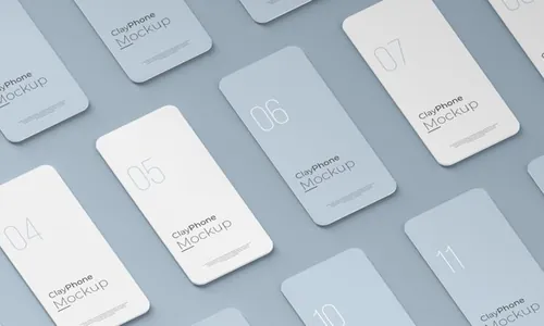 高质量概念手机白模UI界面APP设计贴图展示样机PSD模板