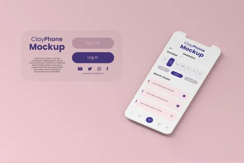 高质量概念手机白模UI界面APP设计贴图展示样机PSD模板 App interface mock-up