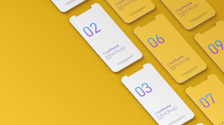 高质量概念手机白模UI界面APP设计贴图展示样机PSD模板 App interface mock-up