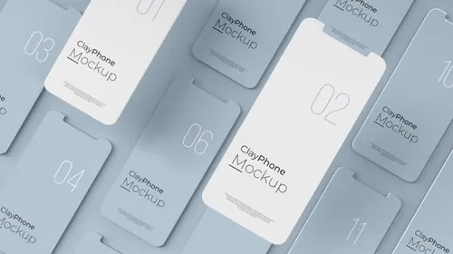 高质量概念手机白模UI界面APP设计贴图展示样机PSD模板