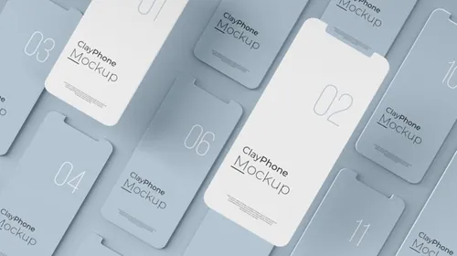 高质量概念手机白模UI界面APP设计贴图展示样机PSD模板 App interface mock-up