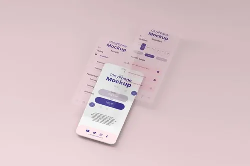 高质量概念手机白模UI界面APP设计贴图展示样机PSD模板 App interface mock-up