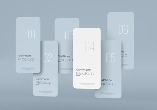 高质量概念手机白模UI界面APP设计贴图展示样机PSD模板