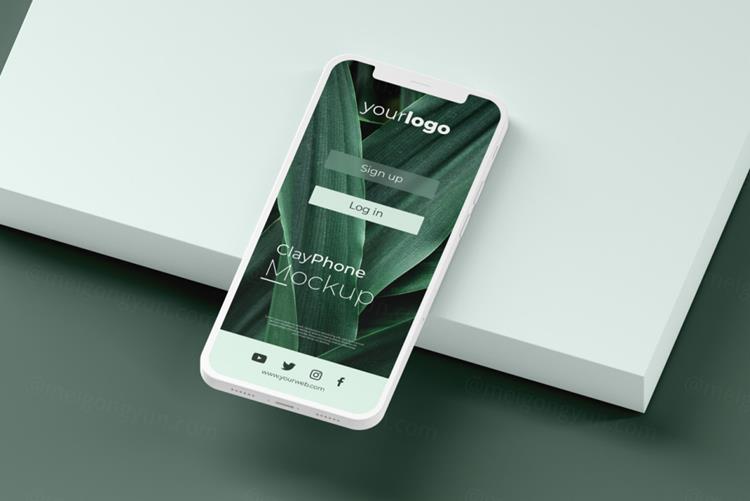 高质量概念手机白模UI界面APP设计贴图展示样机PSD模板