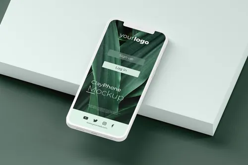 高质量概念手机白模UI界面APP设计贴图展示样机PSD模板