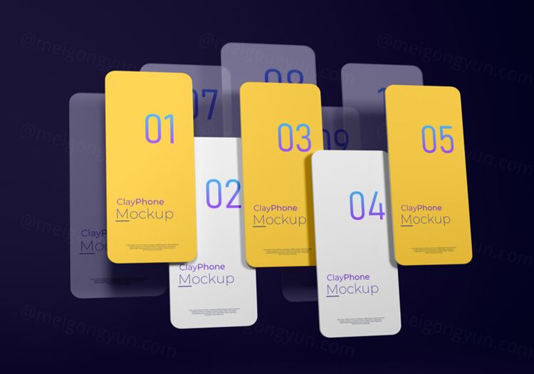 高质量概念手机白模UI界面APP设计贴图展示样机PSD模板 App interface mock-up