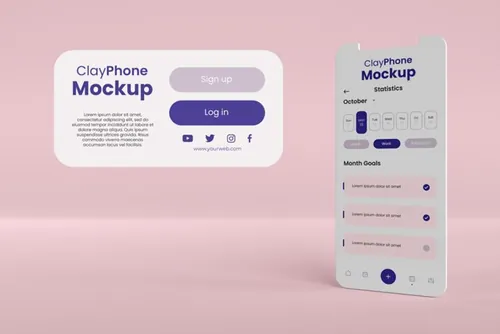 高质量概念手机白模UI界面APP设计贴图展示样机PSD模板 App interface mock-up