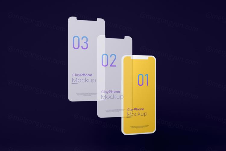 高质量概念手机白模UI界面APP设计贴图展示样机PSD模板