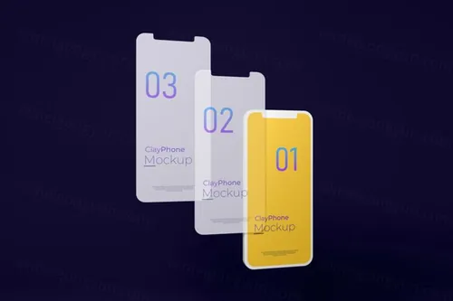 高质量概念手机白模UI界面APP设计贴图展示样机PSD模板 App interface mock-up