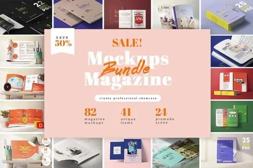 高质量杂志画册设计场景提案样机模板大合集 82 MAGAZI