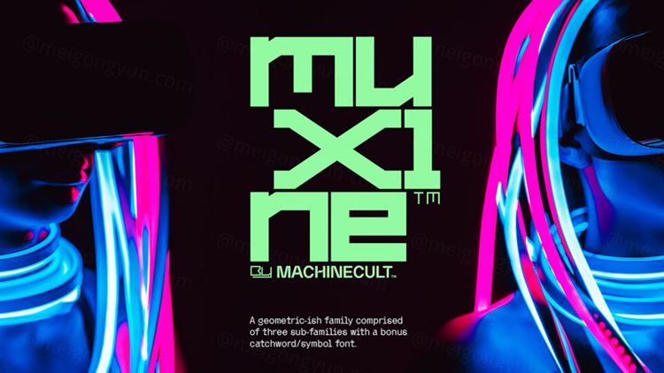 潮流赛博朋克机能科幻几何英文装饰字体 Machine Cul