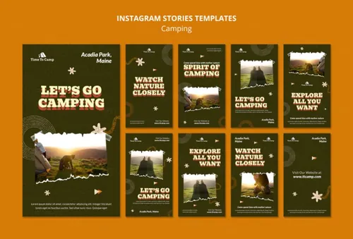 深绿户外露营帐篷产品旅游主题宣传海报设计PSD模板素材 Camping banner template