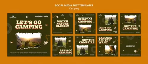 深绿户外露营帐篷产品旅游主题宣传海报设计PSD模板素材 Ca