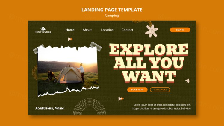 深绿户外露营帐篷产品旅游主题宣传海报设计PSD模板素材 Camping banner template