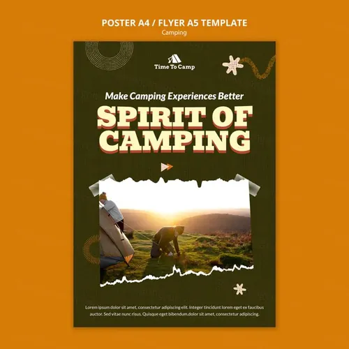 深绿户外露营帐篷产品旅游主题宣传海报设计PSD模板素材 Ca