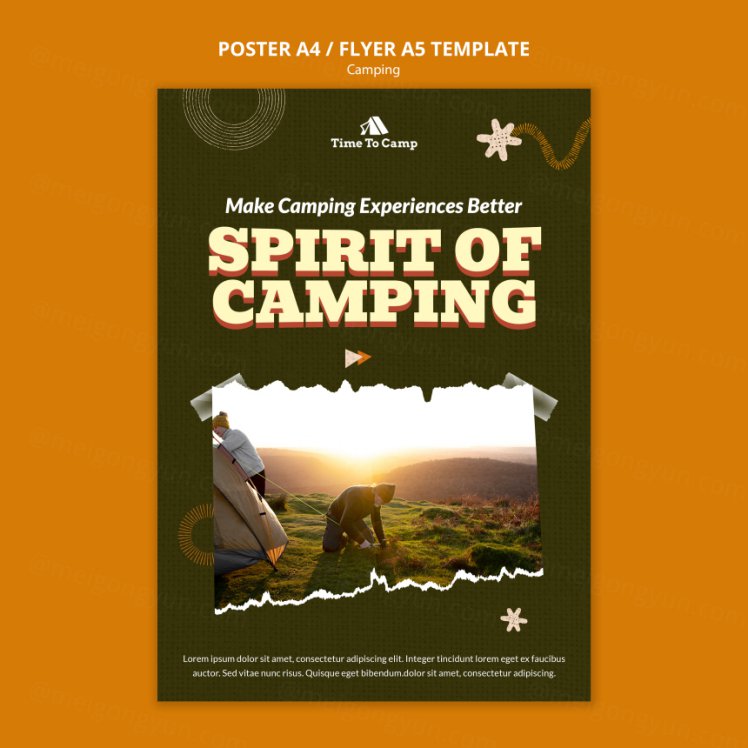 深绿户外露营帐篷产品旅游主题宣传海报设计PSD模板素材 Camping banner template