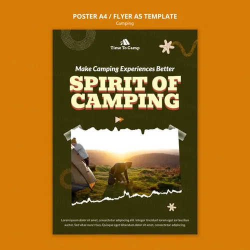 深绿户外露营帐篷产品旅游主题宣传海报设计PSD模板素材 Camping banner template