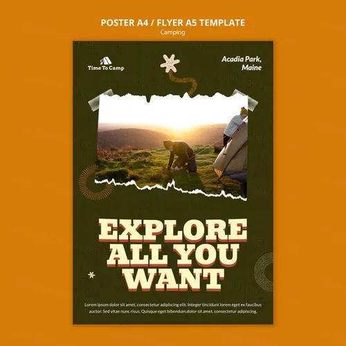 深绿户外露营帐篷产品旅游主题宣传海报设计PSD模板素材 Ca