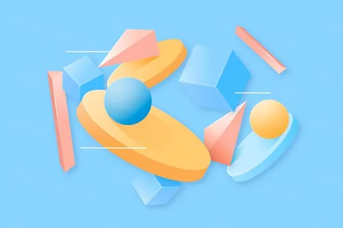 夏日清凉配色渐变几何抽象立体形状元素背景矢量素材 Gradi