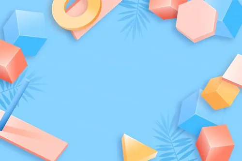 夏日清凉配色渐变几何抽象立体形状元素背景矢量素材 Gradi