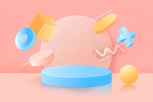 夏日清凉配色渐变几何抽象立体形状元素背景矢量素材 Gradi