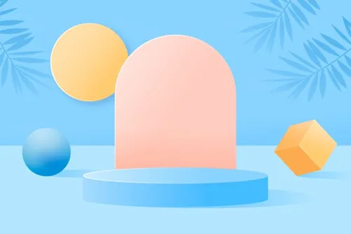 夏日清凉配色渐变几何抽象立体形状元素背景矢量素材 Gradi