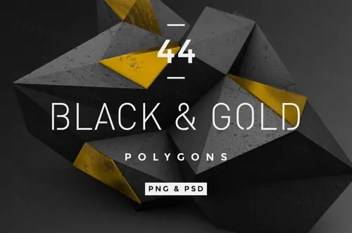 3D渲染未来派抽象科幻黑金几何立体形状素 Black  Go