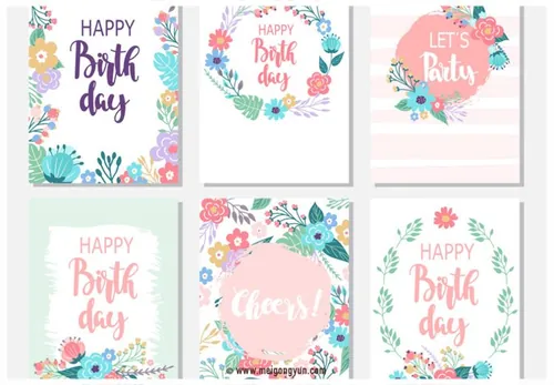 生日快乐贺卡矢量元素Happy birthday card