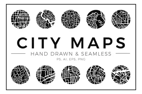 抽象的城市地图图案 Abstract City Map Pa