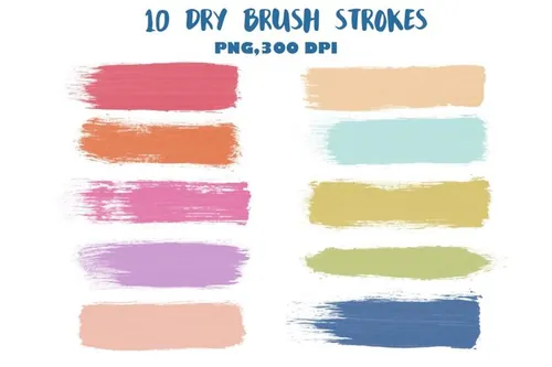 干画笔效果的水彩画素材 Dry brush strokes clip