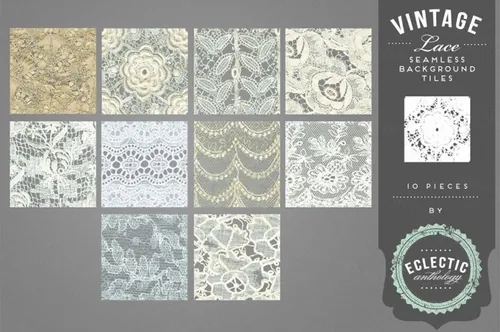 经典的蕾丝无缝图案素材 Vintage Lace Seamless