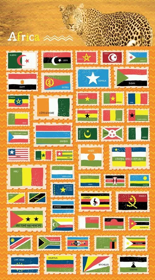 复古世界国旗邮票设计素材 Flags-of-the-Worl