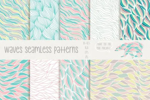 不规则波浪无缝背景纹理 Waves Seamless