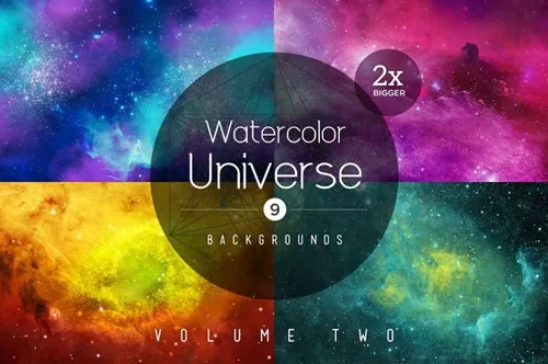 水彩多彩宇宙背景纹理素材 Watercolor Univer