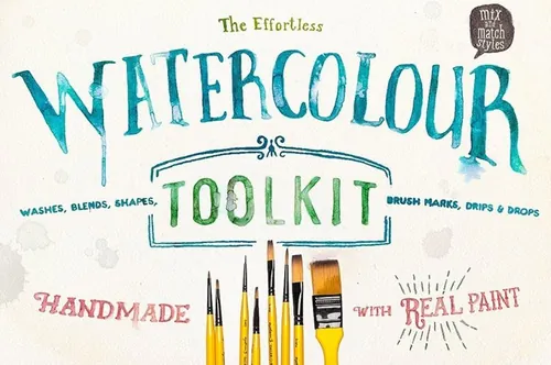 水彩绘画工具效果 Watercolour toolkit