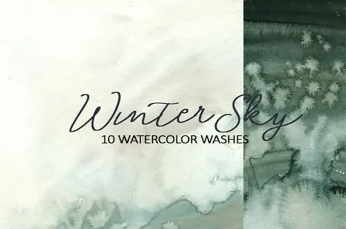 冬季天空水彩素材 Winter Sky Watercolor
