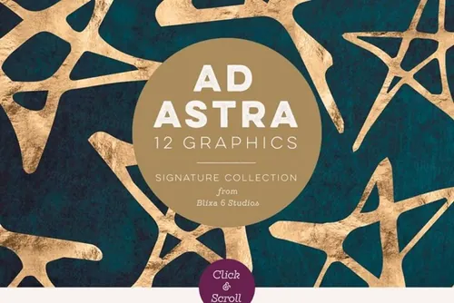 奢华感的手绘黄金色图形素材 Ad AstraGolden