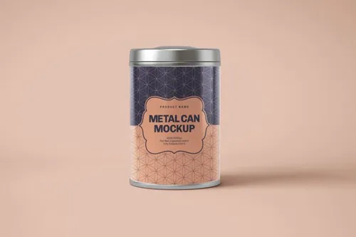 光滑的圆形锡盒包装设计样机模板 Glossy Round Tin Box Mockup